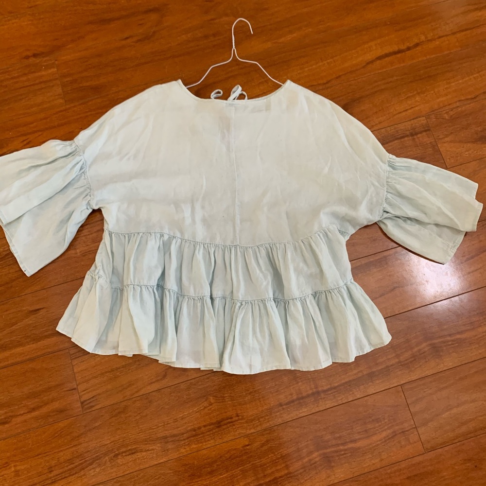 Light Blue Ruffle Blouse 🦋 - Picture 3 of 3